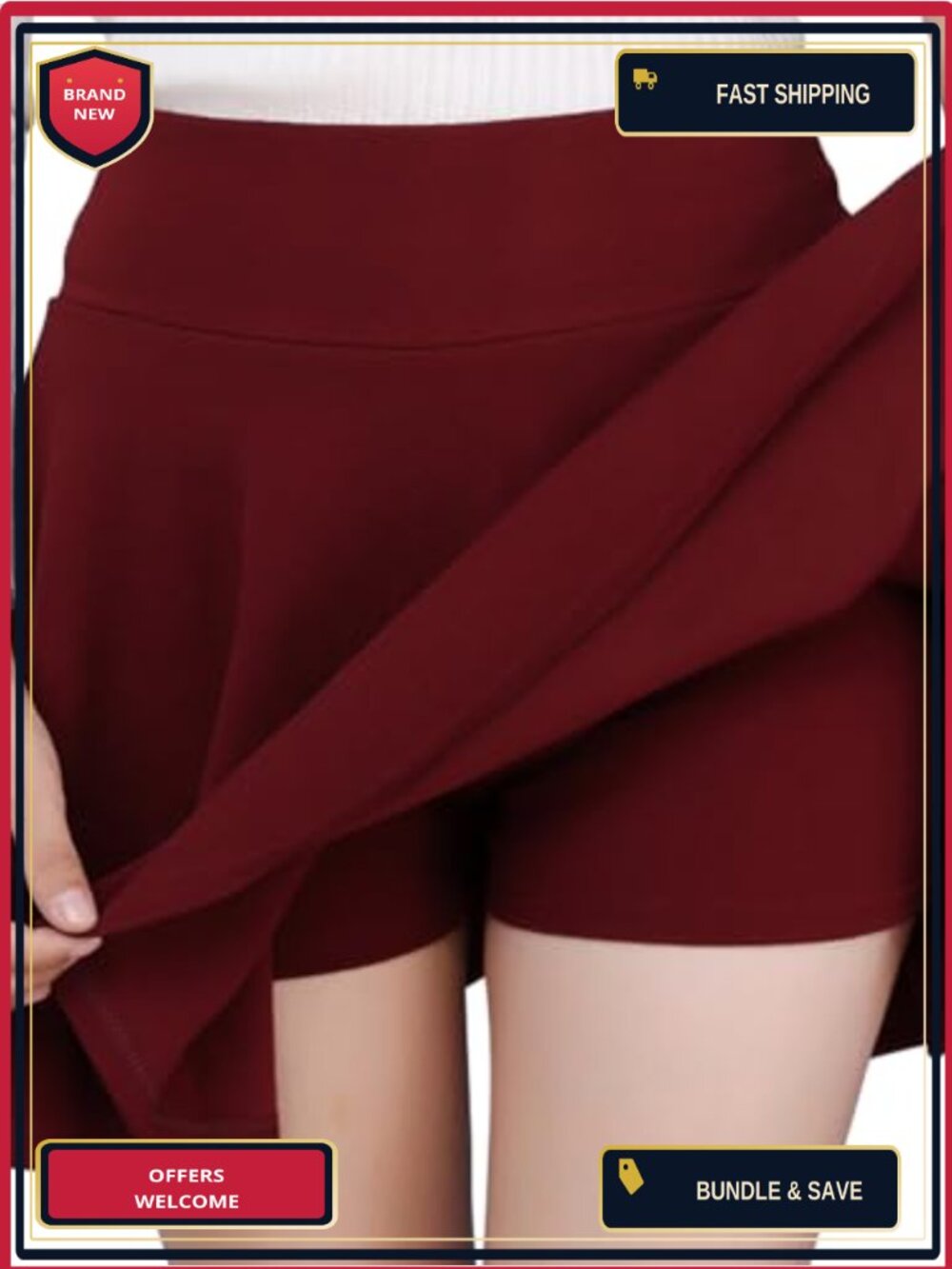 Women's Stretchy Flared Skorts High Waist A-Line Mini Golf Tennis Casual